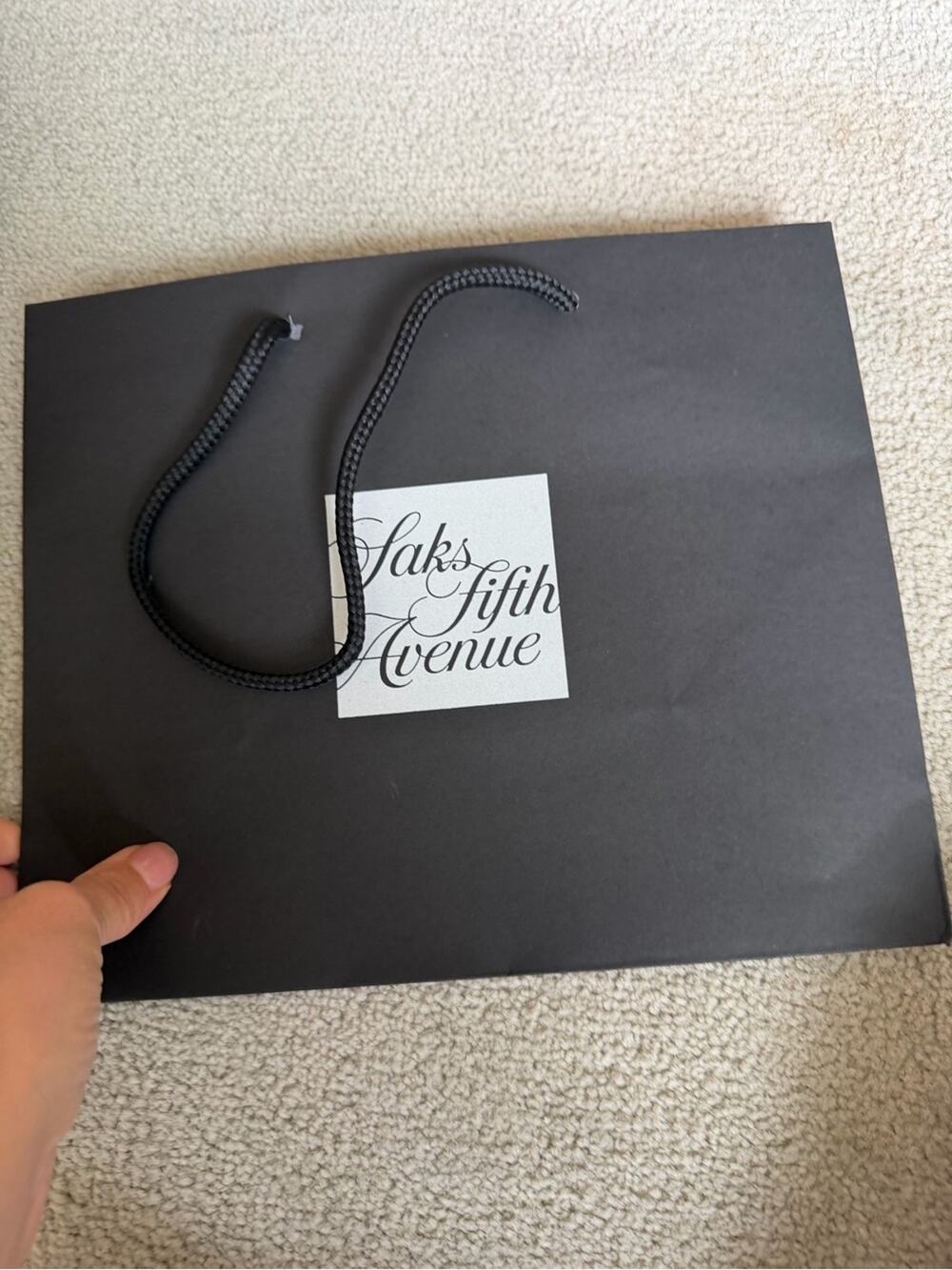 🗽Saks Fifth Avenue Black Paper Gift Bag with Rope Handles